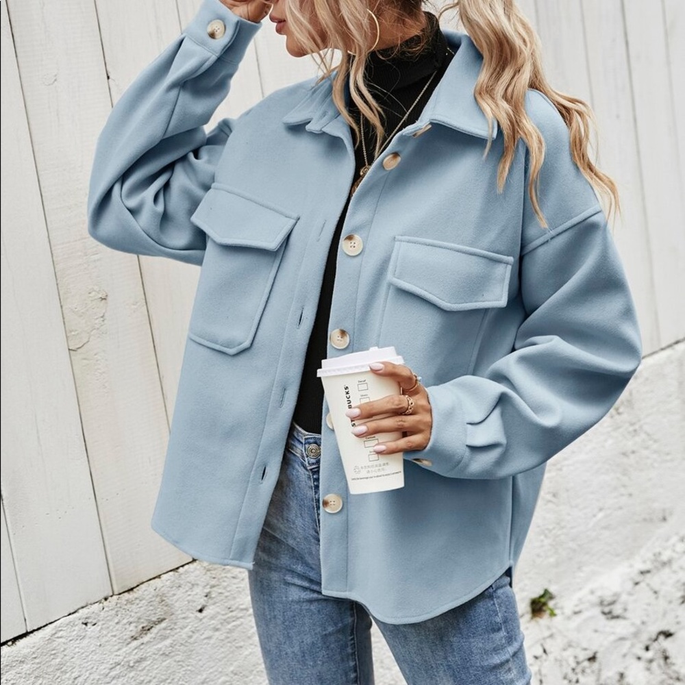 Brown Boyfriend fit oversized shacket jacket coat - Picture 15 of 16
